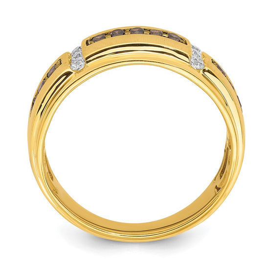 14k 1/2 carat Brown and White Diamond Complete Men's Ring