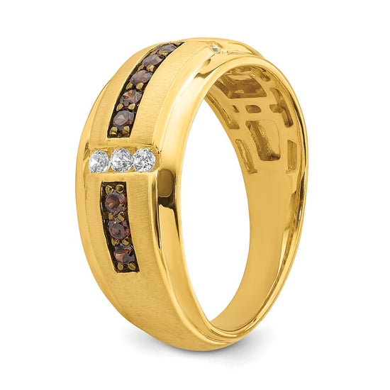14k 1/2 carat Brown and White Diamond Complete Men's Ring