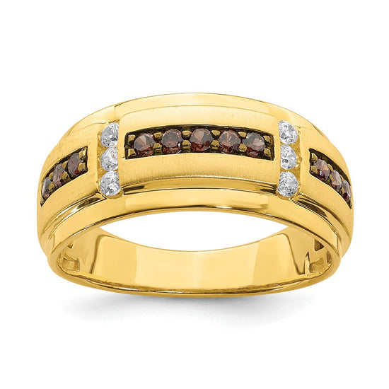 14k 1/2 carat Brown and White Diamond Complete Men's Ring