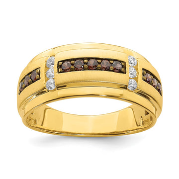 14k 1/2 carat Brown and White Diamond Complete Men's Ring