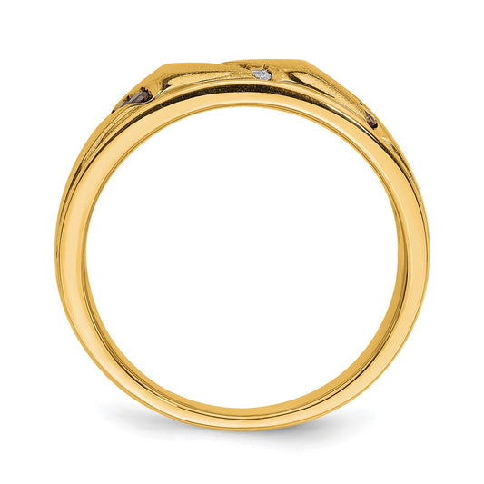 14k Yellow Gold 1/5 carat Brown and White Diamond Complete Men's Band