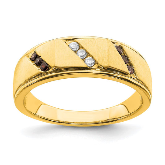 14k Yellow Gold 1/5 carat Brown and White Diamond Complete Men's Band