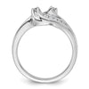 14k White Gold By-Pass Peg Set 1/3 carat Diamond Semi-mount Engagement Ring