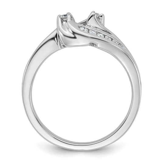 14k White Gold By-Pass Peg Set 1/3 carat Diamond Semi-mount Engagement Ring