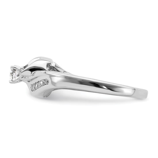14k White Gold By-Pass Peg Set 1/3 carat Diamond Semi-mount Engagement Ring