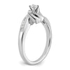 14k White Gold By-Pass Peg Set 1/3 carat Diamond Semi-mount Engagement Ring