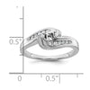 14k White Gold By-Pass Peg Set 1/3 carat Diamond Semi-mount Engagement Ring