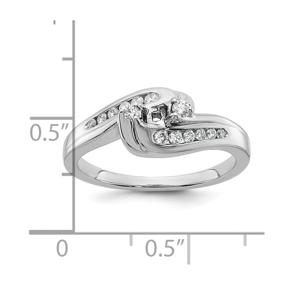14k White Gold By-Pass Peg Set 1/3 carat Diamond Semi-mount Engagement Ring