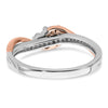 14k White and Rose Gold By-Pass (Holds 1/4 carat (4.00mm) Round Center) 1/8 carat Diamond Semi-mount Engagement Ring