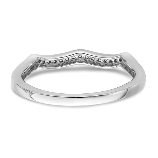 14k White Gold 1/10 carat Diamond Contoured Complete Wedding Band