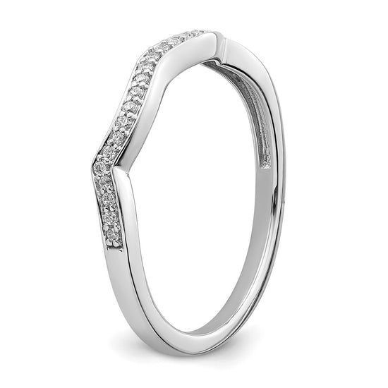 14k White Gold 1/10 carat Diamond Contoured Complete Wedding Band