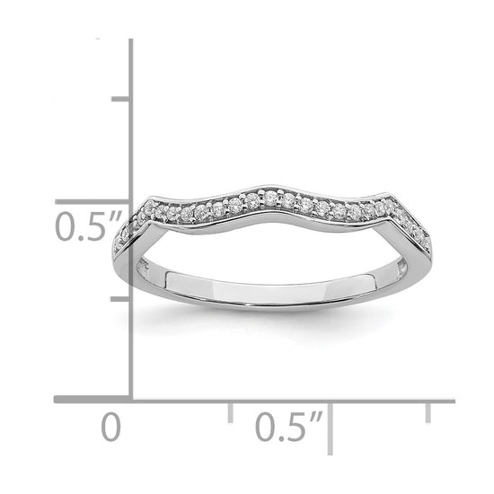 14k White Gold 1/10 carat Diamond Contoured Complete Wedding Band