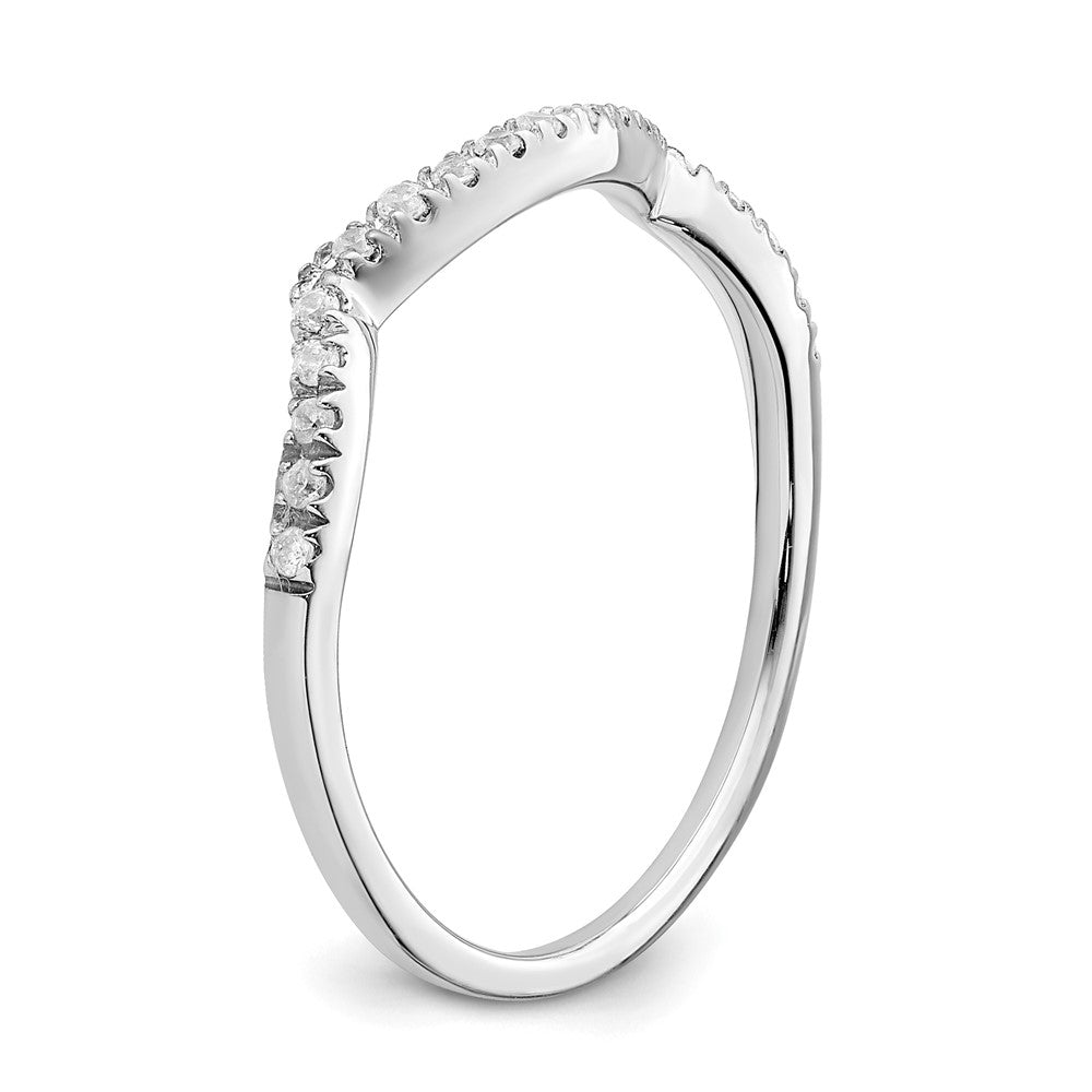 14k White Gold 1/10 carat Diamond Contoured Complete Wedding Band