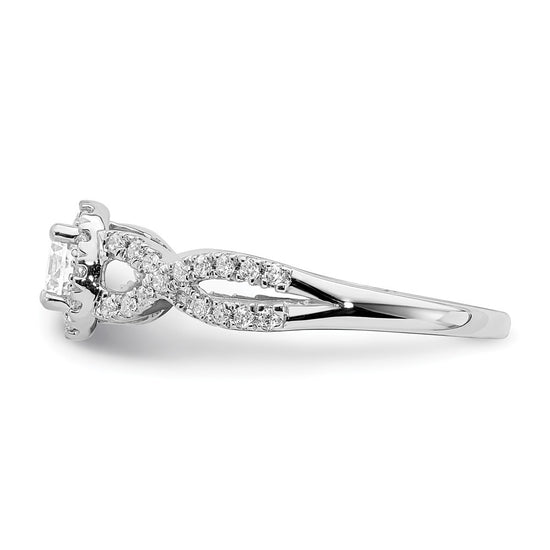 14k White Gold Halo Plus (Holds 1/3 carat (4.5mm Round Center) 1/4 carat Diamond Semi-Mount Engagement Ring