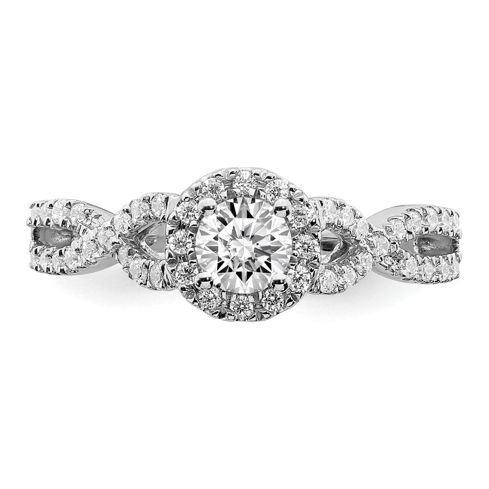 14k White Gold Halo Plus (Holds 1/3 carat (4.5mm Round Center) 1/4 carat Diamond Semi-Mount Engagement Ring
