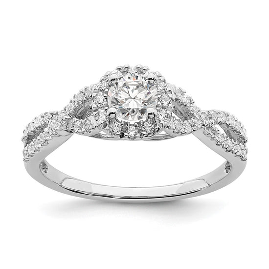 14k White Gold Halo Plus (Holds 1/3 carat (4.5mm Round Center) 1/4 carat Diamond Semi-Mount Engagement Ring