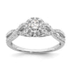 14k White Gold Halo Plus (Holds 1/3 carat (4.5mm Round Center) 1/4 carat Diamond Semi-Mount Engagement Ring