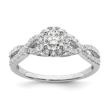 14k White Gold Halo Plus (Holds 1/3 carat (4.5mm Round Center) 1/4 carat Diamond Semi-Mount Engagement Ring