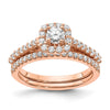 14k Rose Gold 3/4 carat Lab Grown Diamond VS/SI+ G+ Complete Round Halo Engagement Ring