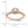 14k Rose Gold 3/4 carat Lab Grown Diamond VS/SI+ G+ Complete Round Halo Engagement Ring