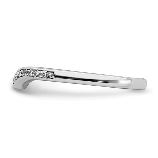 14k White Gold 1/10 carat Diamond Contoured Complete Wedding Band