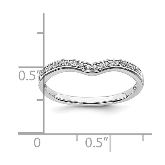 14k White Gold 1/10 carat Diamond Contoured Complete Wedding Band