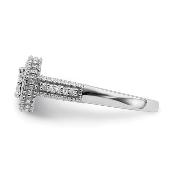 14K White Gold Square Halo Cluster 5/8 carat Princess/Round Diamond Complete Engagement Ring
