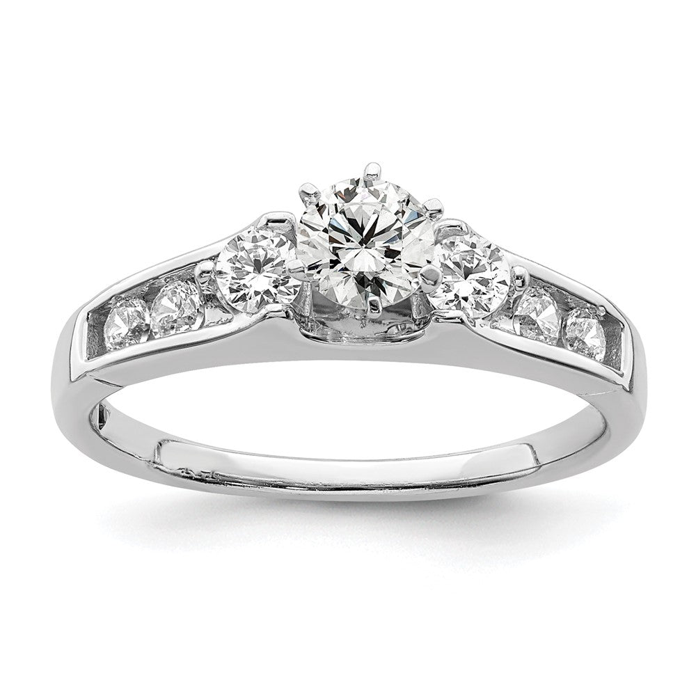14k White Gold 5/8 carat Lab Grown Diamond VS/SI+ G+ Complete Round Size 8 Engagement Ring