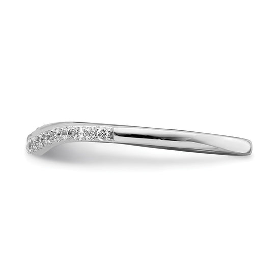 14k White Gold 1/6 carat Diamond Contoured Complete Wedding Band