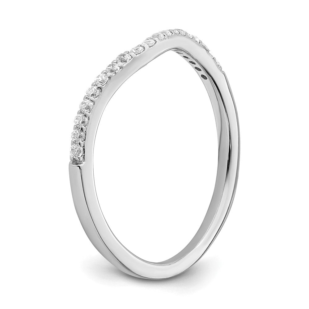 14k White Gold 1/6 carat Diamond Contoured Complete Wedding Band
