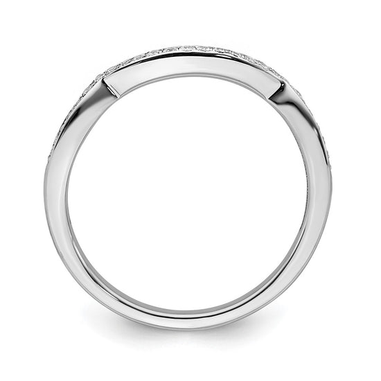 14k White Gold 1/8 carat Diamond Contoured Complete Wedding Band