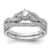 14k White Gold Criss-Cross (Holds 1/3 carat (4.5mm) Round Center) 1/5 carat Diamond Semi-mount Engagement Ring