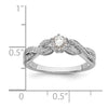 14k White Gold Criss-Cross (Holds 1/3 carat (4.5mm) Round Center) 1/5 carat Diamond Semi-mount Engagement Ring