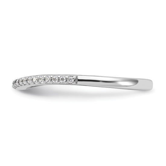 14k White Gold 1/8 carat Diamond Contoured Complete Wedding Band