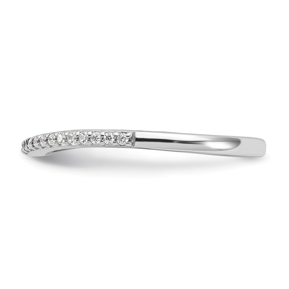 14k White Gold 1/8 carat Diamond Contoured Complete Wedding Band