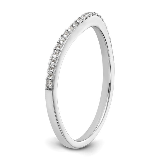 14k White Gold 1/8 carat Diamond Contoured Complete Wedding Band
