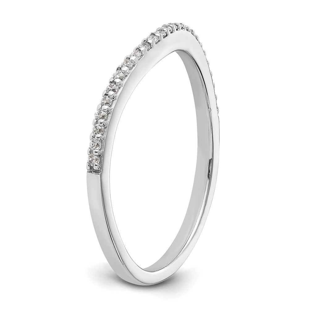 14k White Gold 1/8 carat Diamond Contoured Complete Wedding Band