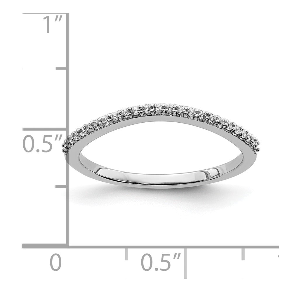 14k White Gold 1/8 carat Diamond Contoured Complete Wedding Band
