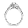 14k White Gold Double Halo (Holds 1/3 carat (4.5mm) Round Center) 1/2 carat Diamond Semi-mount Engagement Ring
