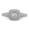 14k White Gold Double Halo (Holds 1/3 carat (4.5mm) Round Center) 1/2 carat Diamond Semi-mount Engagement Ring