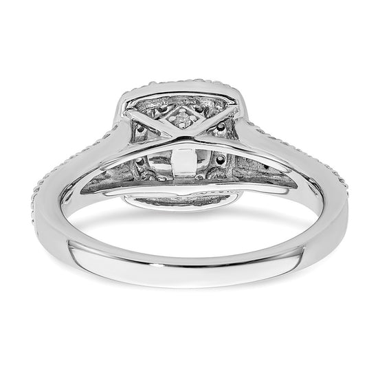 14k White Gold Double Halo (Holds 1/3 carat (4.5mm) Round Center) 1/2 carat Diamond Semi-mount Engagement Ring