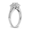 14k White Gold Double Halo (Holds 1/3 carat (4.5mm) Round Center) 1/2 carat Diamond Semi-mount Engagement Ring