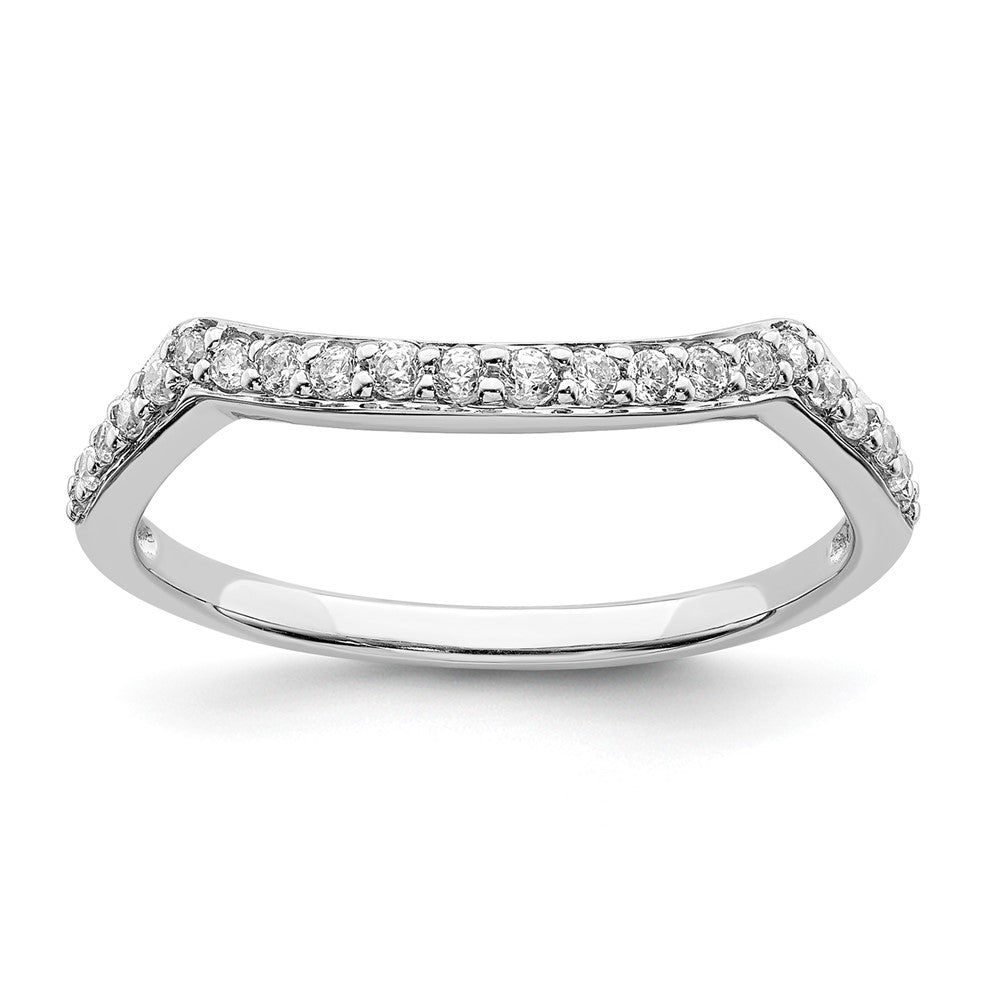14k White Gold 1/5 carat Diamond Contoured Complete Wedding Band