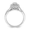 14k White Gold Double Halo (Holds 1/4 carat (4.1mm) Round Center) 1/2 carat Diamond Semi-mount Engagement Ring