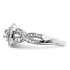 14k White Gold Double Halo (Holds 1/4 carat (4.1mm) Round Center) 1/2 carat Diamond Semi-mount Engagement Ring