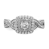 14k White Gold Double Halo (Holds 1/4 carat (4.1mm) Round Center) 1/2 carat Diamond Semi-mount Engagement Ring