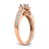 14k Rose Gold Halo Plus (Holds 1/3 carat (4.5mm) Round Center) 3/8 carat Diamond Semi-mount Engagement Ring