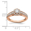 14k Rose Gold Halo Plus (Holds 1/3 carat (4.5mm) Round Center) 3/8 carat Diamond Semi-mount Engagement Ring