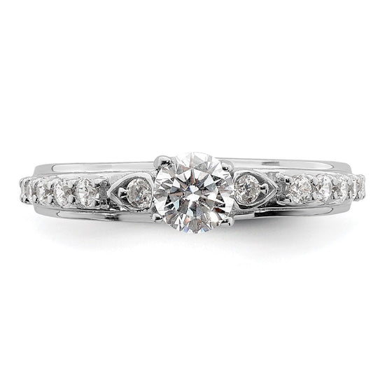 14k White Gold 3/4 carat Lab Grown Diamond VS/SI+ G+ Complete Petite Engagement Ring