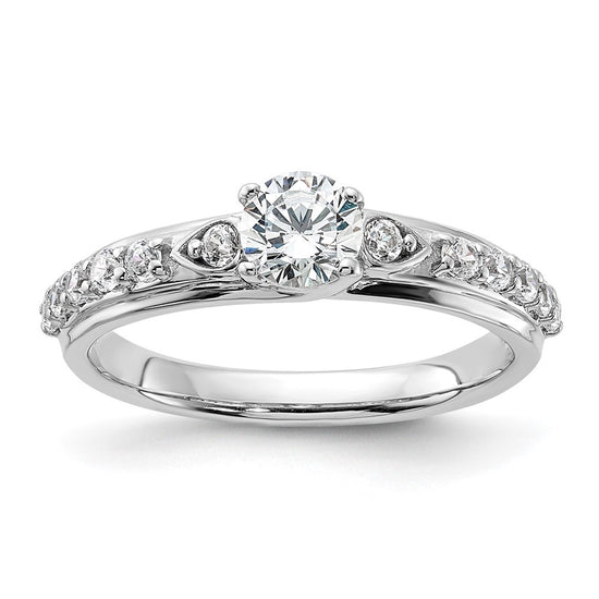 14k White Gold 3/4 carat Lab Grown Diamond VS/SI+ G+ Complete Petite Engagement Ring